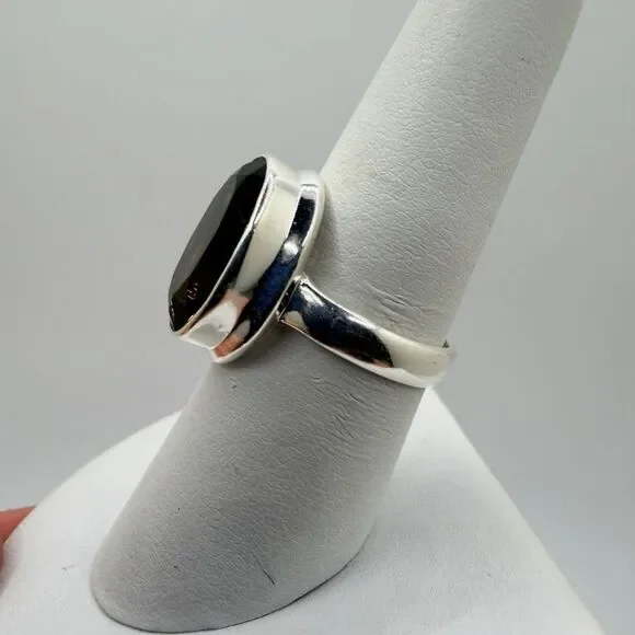 NWOT 11x16mm oval cut SMOKY QUARTZ solitaire ring in sterling silver! - Picture 5 of 9